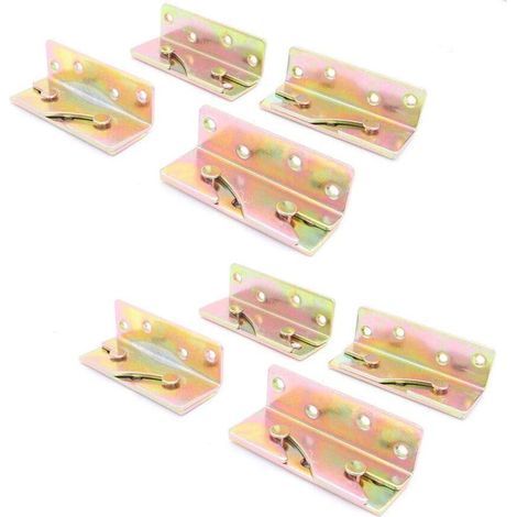 Juego de 8 soportes para cama, bisagras de cama de alta resistencia, conector de fijación de esquina de cama, herrajes de fijación de riel de cama (1/5)