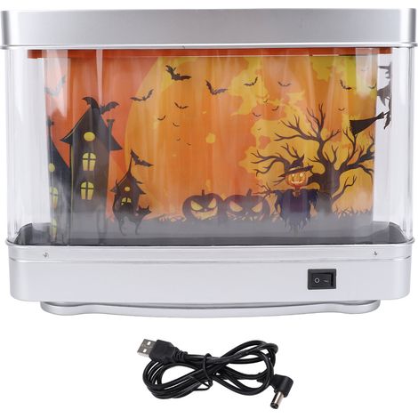 Lampe LED lumineuse en forme de citrouille, sorcière, fantôme, chauve-souris et citrouille, décoration pour aquarium, ornement de table, images animées fascinantes (1/5)