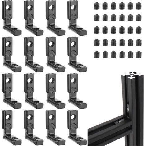 PA 16 Stück 2020 M5 Innen-T-Halterung mit 36 Stück Schrauben, Aluminiumprofil, 6T-Nut, 90° L-Form, Inneneckverbinder, Zinklegierung für Aluminiumprofil (1/5)