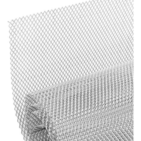 100×33cm Argentée grille de course, 3×6mm taille de trou en losange grille en nid d'abeille, grille étirée en alliage d'aluminium, grille de course, grille de radiateur automobile universelle (1/5)