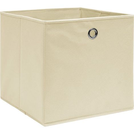 vidaXL Contenitori 4 pz in Tessuto non Tessuto 28x28x28 cm Crema