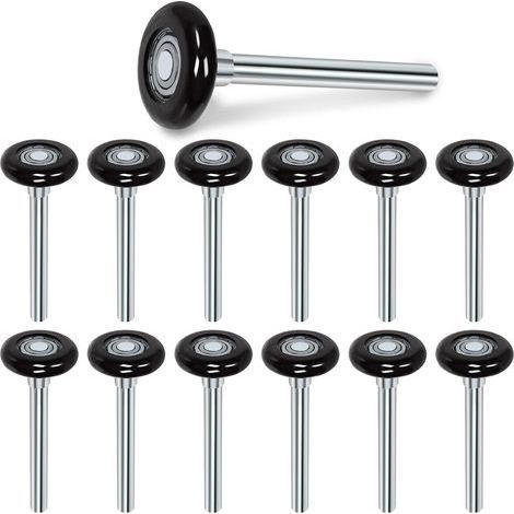 12PCS 1.8inch noir silencieux rouleau de porte de garage roue de porte en nylon remplacement rouleau de garage, étanchéité 6200 roulement à billes (1/5)