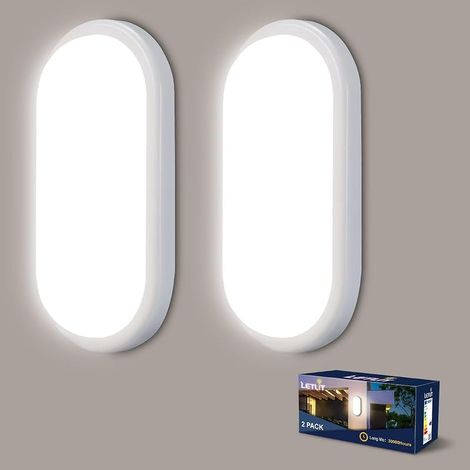 Plafonnier LED Ovale 2 Pack, 18W 1800LM Applique Murale Intérieure, IP65 Plafonnier Salle de Bain, 4000K LED Lampe Exterieur, Luminaires Intérieur pour Garage Couloir Cave Terrasse Balcon (1/5)