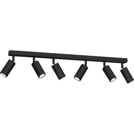 Plafonnier barre 6 spots orientables noir GU10 Luminex