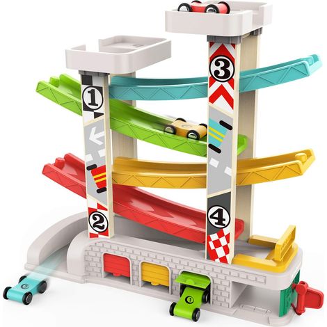 Jouet de garage en bois pour enfants, cadeau éducatif pour garçon de 2 ans (1/3)