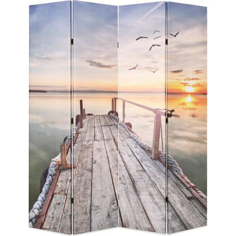 Paravento divisorio pieghevole divisorio mobile decorativo 160 cm colore lago 0802043