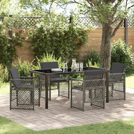 Set da Pranzo per Giardino 5 pcs Grigio polyrattan vidaXL