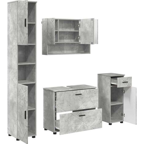 Juego de muebles de baño con cajón 4 pcs Gris Concreto vidaXL (1/5)