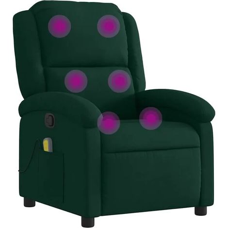 Fauteuil de massage inclinable en velours vert foncé (1/5)