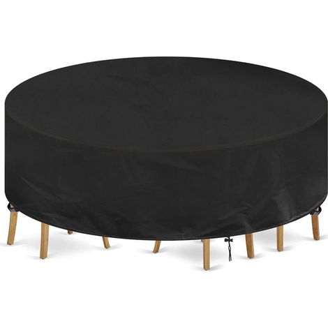 Housse Table de Jardin Ronde Housse Protection Table Jardin Imperméable Anti-UV 420D Oxford Tissu Extérieure Bâche pour Meubles Jardin (Ø230x100cm) (1/5)