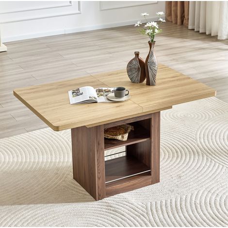 Table extensible 130/160x80 cm rangement MDF HAVRYA (1/5)