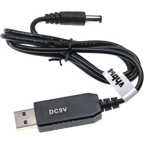 vhbw USB Ladekabel auf 5,5 x 2,5 mm Hohlstecker - 5 V / 2 A zu 9 Vfür Router, externe Festplatte, Bluetooth Lautsprecher (1/2)