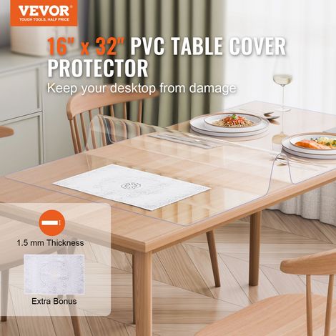 Nappe Rectangle Transparente 40,6x81,3 cm Épaisseur 1,5 mm, Film de Table Transparent en PVC, Imperméable et Facile à Nettoyer, Pro… (1/5)