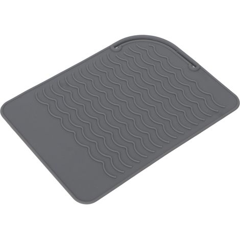 Tapis isolant thermique en silicone à motif ondulé, antidérapant, flexible et résistant aux hautes températures, gris (1/5)