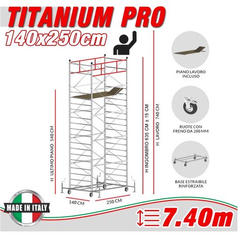 Trabattello TITANIUM PRO Altezza lavoro 7,40 metri