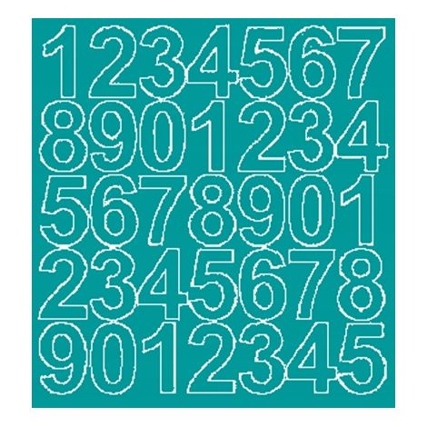 Pegatinas autoadhesivas con números de 4 cm, color turquesa brillante. (1/2)