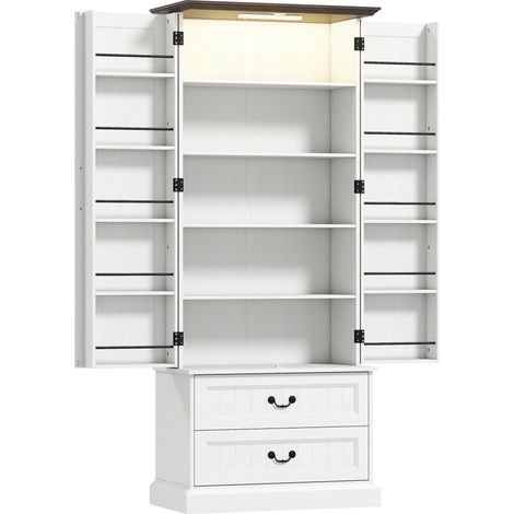 Buffet haut de cuisine lumineux DINOS blanc et brun (1/5)