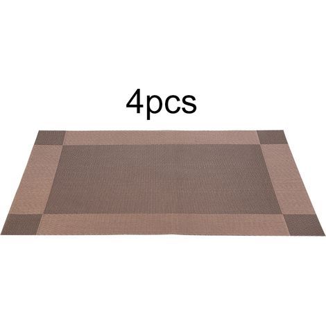 4 Tapis de table en PVC, design élégant, sets de table et dessous de verre pour cuisine, beige.
