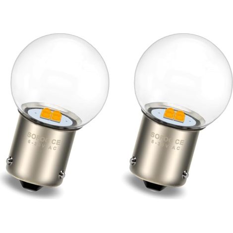 BAU15S PY21W G25 Yellow Orange Flashing LED Bulb 6V 12V 24V Compatible with 6-30V AC/DC 4SMD Side/Turn Signal Lights 2pcs (1/5)