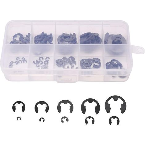 MINKUROW Interne Sicherungsringe, interner Sicherungsring, E-Clip-Ring, Edelstahl-E-Clip-Sicherungsring-Set, 120/10 Größen interner externer Schnappverschluss mit Aufbewahrungsbox, für Befestigungs-Ha (1/5)