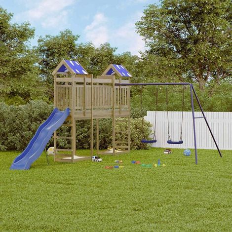 Balançoire enfant : Jeu de balançoire d'extérieur avec 4 balançoires jeu extérieur enfant, aire de jeu jardin, balançoire enfant , pour jardin, usage domestique , enfant 3-8 ans (1/5)
