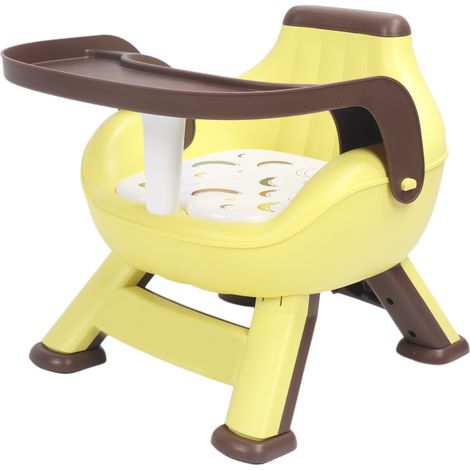 Chaise de salle à manger pour bébé avec dossier, coussin sonore, Protection de la colonne vertébrale, alimentation au sol pour enfants, jaune (1/5)