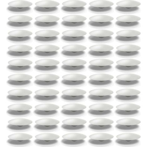 50 tappi di copertura in plastica per fori, diametro interno 4,20 mm, diametro esterno 17 mm – Protezione per mobili e pareti divisorie – Tappo a vite bianco (1/2)