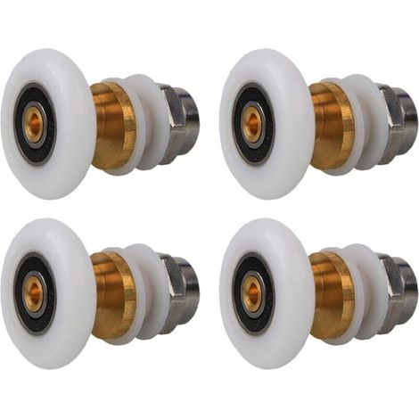 Rulli per porta doccia (23 mm), rulli in ottone per porte scorrevoli, 4 pezzi per la sostituzione di porte doccia scorrevoli in vetro