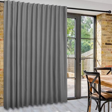 Rideaux occultants Thermiques Extra Larges pour Porte en Verre, séparateur de pièce avec Languette arrière et Passe-Tringle pour séparation de Chambre à Coucher, 254 x 213 cm, Gris Clair (1/5)