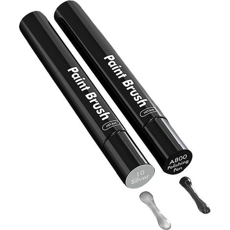 Kit de retouche peinture pour rayures de voiture - Stylo applicateur pinceau - 2 pièces - Argent (1/5)