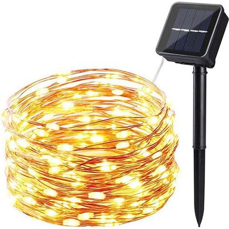 20 M200 LED Guirlande Lumineuse Solaire Extérieure Étanche Fil De Cuivre 8 Motif Clignotant LED Sapin De Noël Guirlande Lumineuse Blanc Chaud- (1/5)