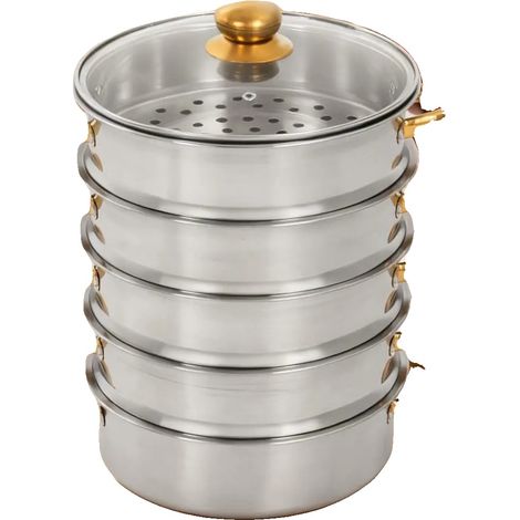 Vapeur en Acier Inoxydable, 28 cm de Diamètre, 5 Niveaux, Capacité de 7L, S'adapte aux Cuisinières à Gaz et à Induction, Poids Brut de 2,34 kg (1/5)