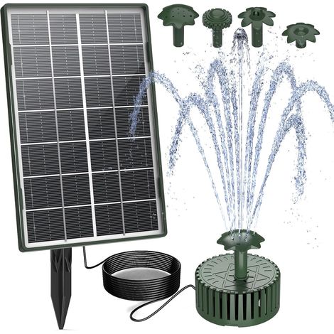 Fontaine Solaire 3,5 W Divers Effets de Pulvérisation, pour Bassin, Étang et Jardin, Câble de 3 m, Vert Foncé (1/5)