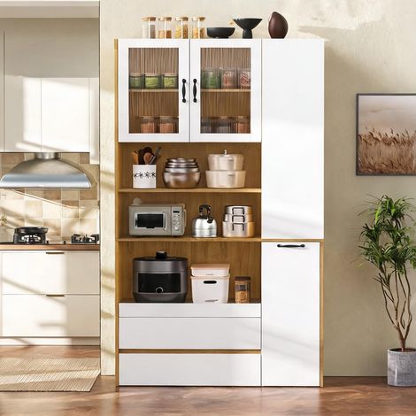 Buffet coloris blanc Natural en MDF 100 x 40 x 200 cm (1/5)
