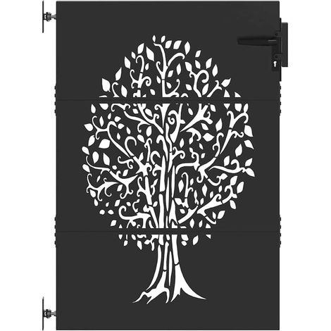 Porte de Jardin Noir 85 x 150 cm Acier peint par poudre (1/5)