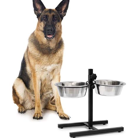 Ciotola Doppia 2 Scodelle Struttura In Metallo Supporto Regolabile Per Cane Cani (1/5)