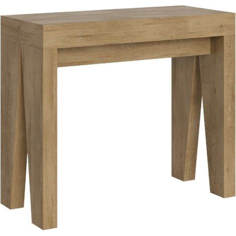 Console extensible chêne clair 90x40-300 Naxo-Pied et support sur roulettes (1/5)