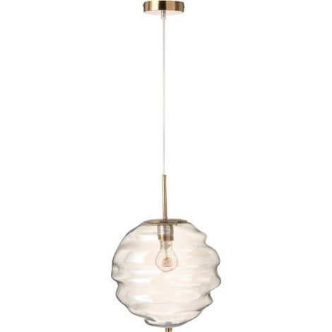 Lampe Suspension en Verre "Ruche" 34cm Cognac Clair (1/3)