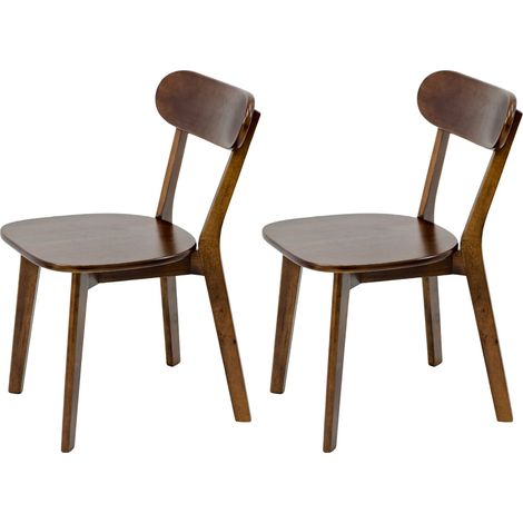 Lot de 2 chaises de salle à manger en bois foncé, dossier courbé ergonomique, pieds réglables et style mid-century pour cuisine, salon ou bureau  CHICFURN (1/5)