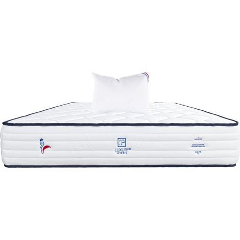 Matelas Patriote, 27cm, Ressorts Ensachés, mousse haute densité , Indépendance du Couchage, Soutien ferme + Oreiller, 90x190cm (1/4)