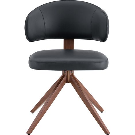 Sedia girevole moderna in PU nero con struttura in metallo, 360° (1/5)