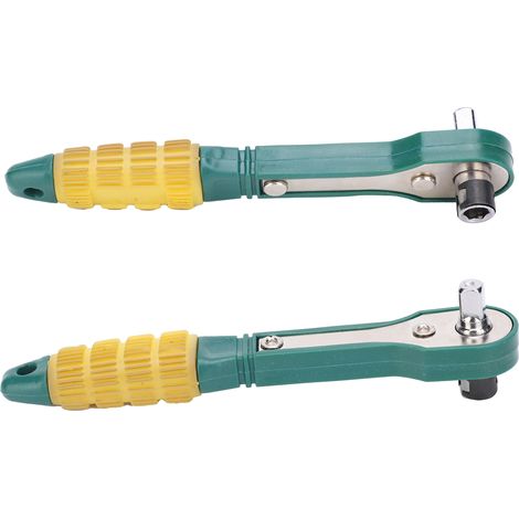 2-teiliger Ratschenschlüssel, 1/4"-Sechskantnuss, 45-Antrieb, Stahl, 144 mm, gelbgrün (1/5)