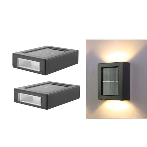 2-flammige LED-Solarwandleuchte mit Lichtsensor, IP65, moderner nordischer Stil, (schwarz)