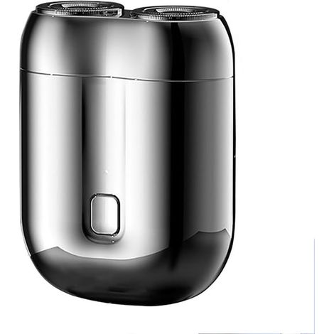 Miniafeitadora eléctrica de bolsillo recargable de doble cabezal para hombre (plateada) (1/5)