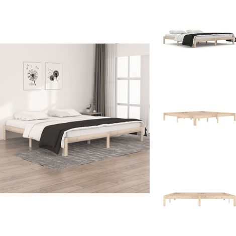Massivholzbett Kiefer 200x200 cm - Massivholzbette - Kiefernbett - Doppelbett - Holzbett - Bettgestell (1/5)