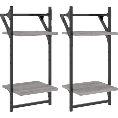 Maison Exclusive - Wandregale mit 2 Ablagen & Stangen 2 Stk Grau