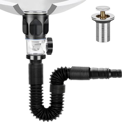 Kit vidange lavabo - Flexible extensible, siphon rapide, anti-obstruction, compatible 1-1/4'' et 1-1/2'' (1/5)