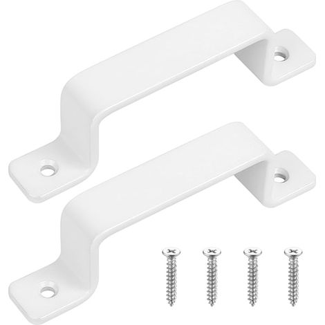 Poignées de porte en fonte vintage robustes, Blanc, idéal pour extérieur, garage, armoire et intérieur (1/5)