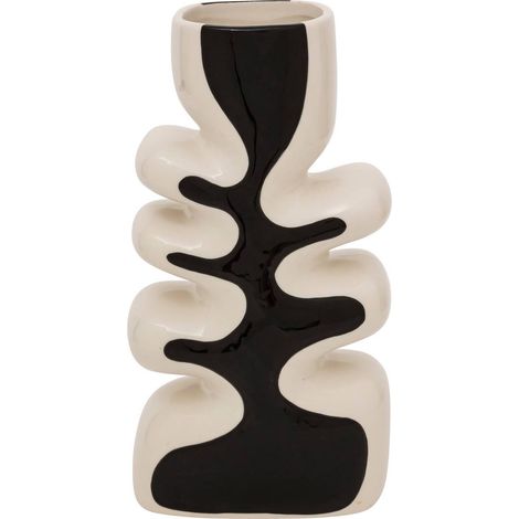 Jarrón ondulado Twis cerámica blanca y negra H28cm - Atmosphera créateur d'intérieur