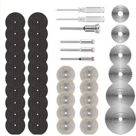 42PCS Mini Disque Diamant à Tronçonner, Disques de Coupe pour Dremel, HSS en Résine Lame Scie Circulaire  Tournevis pour Couper Bois, Métal, Plastique, Pierre